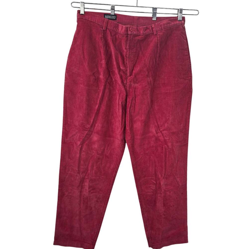 Lands' End Pants Womens 20W Red Corduroy Classic Cords Pleated Straight Fall